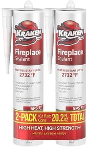 Kraken Bond High Temperature Black Fireplace Sealant 2732°F - (2x10.1oz.) Fire Resistance Up to 2732°F, High Temp Fire Caulk for Ovens, Stoves, Chimneys - Fast Dry, Paintable, Non-Flammable, 2 Pack