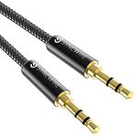 Syncwire Aux Cable 3.5mm Audio Cable –6.6ft/2M- Nylon Braided Aux Lead for Car, Headphone, iPhone, iPad, iPod, Samsung, MP3 Player, Smartphone, Echo Dot, Tablet, Home Stereos, Laptop and More – Black