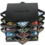 Puzzle Sorting Trays with Lid Stackable 22.9 cm x 22.9 cm Hold Up to 1500 Pieces Puzzle Sorter Black Jigsaw Puzzle Accessories Storage for Adults Organizer Table Space Saver Gift for Puzzle Lovers