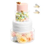 Choowin 2 Pcs Acrylic Cake Stand Fillable Cake Stand Floating Clear Cake Stand Cake Riser Cake Tier Cake Display Round Cake Stand Birthday Wedding Cake Stand Cylinder Stand for Party(10 inch,6 inch)