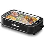 Smokeless Indoor Grill, CUSIMAX 1500W Indoor Grill Portable Korean BBQ Grill with Turbo Smoke Extractor Technology, Non-stick Removable Grill Plate, Tempered Glass Lid, Easy to Use & Clean, Black