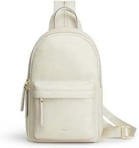 Kattee Sling Bag for Women, Leather Crossbody Purses for Women, Sling Backpack Travel Bag with RFID Blocking, Beige