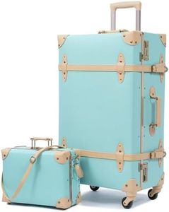urecity Vintage Suitcase Set for Women, Vintage Luggage Sets for Women 2 Piece, Cute Designer Trunk Luggage, Retro Suit Case, Luggage Zipperless TSA Approved, Mint, 20"+12"