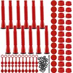 BBTO 12 Kit Gas Can Spout Replacement with Screw Collar Caps, Gasket Stopper, and 2 Kinds Gas Can Vent Cap Bendable Nozzle Kit Fits Most of the Oil Gas Cans Water Gas Container Jug (Red)