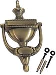 QCAA Solid Brass Door Knocker, Victorian Rope Type, 7-3/8", Antique Brass, 1 Pack, Made in Taiwan