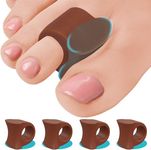 5 STARS UNITED Toe Spacers for Men and Women – 4 Gel Toe Separators for Curled and Overlapping Toes, Bunions, Hammer Toe Straightener, Big and Second Toe Spreader - Caramel