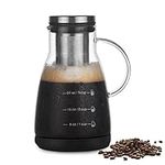 Beowanzk 960ml Iced Coffee Makers Machine, Filter Cold Brew Espresso Machine, Portable Travel Camping lead-free Glass Coffee Press Coffee Machines with Stainless Steel Percolator, 1-3 Cups