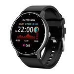 JIMYAO Smartwatch (Answer/Dial), Bluetooth Tactical Smartwatch for Android and iPhone,IP67 Waterproof Outdoor Fitness Tracker with Heart Rate /SpO2/ Sleep/AI Voice (Black)