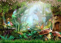 7x5ft Alice in Wonderland Backdrop, Fairy Tale Photo Backdrop, Forest Photography Background for Boy Girl Birthday Party Banner Newborn Baby Shower Decoration Photo Booth Prop, Vinyl