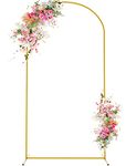 Wokceer 6.6 FT Wedding Arch Backdrop Stand, Square Arch Gold Metal Arch Backdrop Stand for Wedding Ceremony Birthday Party Bridal Baby Shower Photo Booth Garden Floral Balloon Arch Decoration