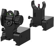 Fiber Optic Iron Sights Flip Up Front and Rear Sites with Green & Red Dot Picatinny Backup Sight Set