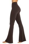 Sunzel Flare Leggings, Crossover Yoga Pants with Tummy Control, High Waisted and Wide Leg, No Front Seam Java Brown Medium 30" Inseam