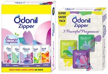 Odonil Bathroom Air Freshener Zipper Mix - 50Gm (10Gm X 5) & Odonil Bathroom Air Freshener Zipper Mix -30gm Citrus, Jasmine, Lavender(10gm*3)