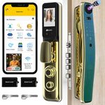 Golens Zinc X17 Luxury Smart Door Lock|8 Ways Unlocking|3D Face Id|Fingerprint|Mobile App|Rfid Card|Pin|Mechanical Key|Camera Technology|Keyless Entry Digital Lock(Free Installation),Green