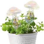 KiKiHeim Plant Watering Bulbs, Iridescent Self Watering Globes, Hand Blown Automatic Plant Waterer Devices, Clear Glass Water Bulbs for Indoor Plants, 2Pcs Mushrooms