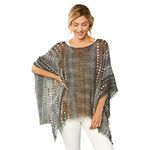 Demdaco Textured Stripe Grey Mix One Size Fits Most Polyester Fabric Poncho Shawl