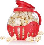 SKINPLUS Patented Micro-Pop Microwave Popcorn Popper with Temperature Safe Glass, 3-in-1 Lid Measures Kernels and Melts Butter, Made Without BPA, Dishwasher Safe (RED)