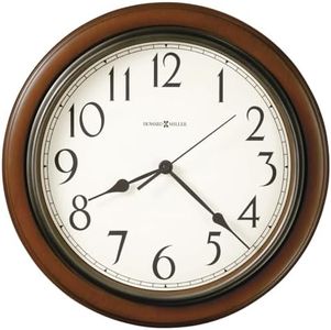 Howard Miller Kalvin Wall Clock 625-418 – Medium Brown Cherry Finished Case, Charcoal Gray Accents, Modern Home Decor, Classic Round Design, Quartz Movement