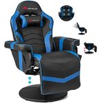 POWERSTONE Gaming Recliner, Adjustable Massage Gaming Chair with Cup Holder Footrest Ergonomic Single Sofa Living Room Home Theater Seating with Side Pouch (Blue)