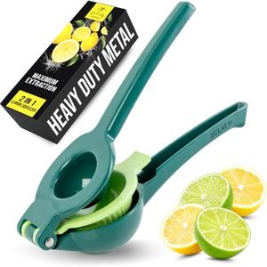 Zulay Kitchen Metal 2-in-1 Lemon Squeezer - Sturdy Max Extraction Hand Juicer Lemon Squeezer Gets Every Last Drop - Easy to Clean Manual Citrus Juicer - Easy-Use Lemon Juicer Squeezer - Green/Lime