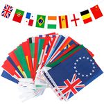 G2PLUS Intermational Flags Bunting, 12.5 M World Countries Banner with 50 Different National Flags，Flags Bunting for Olympic 14x21CM for Football Rugby Fans Presentation Event