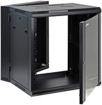 AEONS 12U Signature Double Section Wall Mount 19-inch networking IT Cabinet Enclosure Hinged Swing Out 22-inch depth Glass door (Fully Assembled)