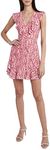 BCBGMAXAZRIA Women's Sleeve Fit and Flare Short Evening Dress with Ruffle Hem, Peony Combo, 14