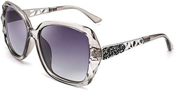FEISEDY Oversized Sunglasses For Women Square Polarized Sparkling Frame B2289, Grey
