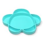 grabease Silicone Suction Plate for Baby & Toddler Self-Feeding, 6-Section Dish With Stay-Put Grip, BPA and Phthalates-Free, Dishwasher and Microwave Safe, Bright Teal