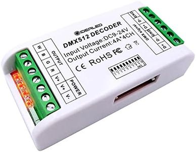 RGBW 4 Channel DMX Decoder,Mini RGB RGBW LED Strip Controller 16A DMX 512 Dimmer Driver Ambiance lighting Controller For LED Strip Lights DC12-24V