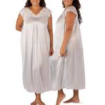 Shadowline Women's Silhouette 53" Short Cap Sleeve Long Gown, Silver, Large