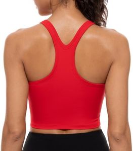 Lavento Women's Racerback Sports Bras Yoga Crop Top with Built in Bra (Brushed Red, 10)