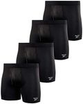 Reebok Men's Performance Boxer Briefs (4 Pack) (Medium, All Black)