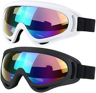 SHYL~JIER Lot de 2 lunettes de ski et de snowboard avec protection UV, coupe-vent, anti-reflets pour homme, femme, jeune, enfant