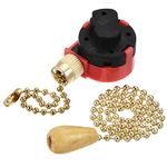 sourcing map Pull Chain Switch 3 Speed 4 Wire Replacement ZE-268S1 with Extension Chain for Ceiling Fan Lamp Light Red Gold Set of 2