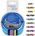 probock Bicycle Lock for Children Cable Lock Number Code for Children's Bicycle Balance Bike -10 x 650 mm (Blue)