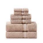 LANE LINEN Luxury Bath Towels Set - 6 Piece 100% CottonBathroom Zero Twist Shower Extra Absorbent Towel Super Soft 2 Hand Wash Cloths Taupe