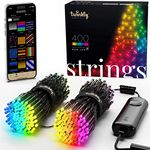 Twinkly Strings - Christmas Lights with 400 RGB LEDs - Indoor and Outdoor Fairy Lights - Christmas Decorations - App-Controlled Lighting, Black Wire, 32m