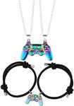 COLORFUL BLING Mutual Attraction Game Controller Necklace for Couple Matching Console Handle Pendant for Best Friends Friendship Valentine's Gifts Him and Her Lovers BFF Jewelry, Metal, alloy