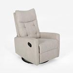 GDFStudio Glider Swivel Push Back Nursery Recliner, Wood, Beige, Black, 35.75D x 25W x 39H in