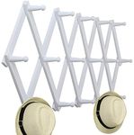 WEBI Accordion Wall Hanger,Expandable Wooden Coat Rack Wall Mounted,Accordion Hat Rack for Wall,Accordion Wall Rack for Hats,Caps,16 Peg Hooks,White