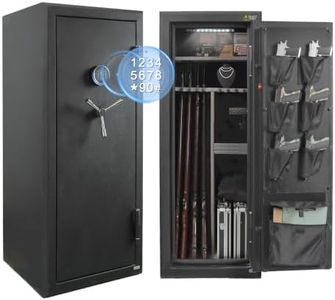 VALINIRT 20.7"D x 23.5"W, 24 Gun Fireproof Safe for Rifles and Pistols, Gun Cabinet with Keypad/Key Access, No-Assembly-Required Gun Safes with Combination Lock and Built-in Charging Ports (Black)