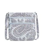 Vera Bradley Women's Cotton Triple Zip Hipster Crossbody Purse, Soft Sky Paisley, One Size