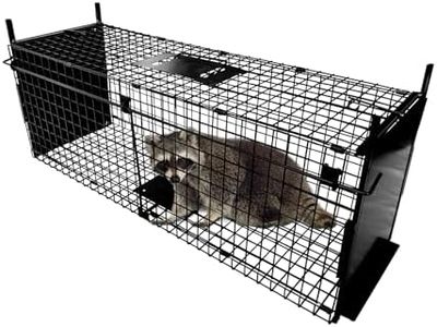 Thealyn Animal Cage Trap 32 X 13 X 10 inch Double Door Animal Cage Trap Metal Trap Cage Humane Live Animal Trap for Rabbits, Stray Cat, Squirrel, Raccoon, Mole, Gopher, Opossum