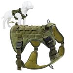 Plutus Pet Tactical Dog Harness with All Metal Buckles, Adjustable, No-pull Service Dog Vest with Molle System for Small Medium Large Dogs (Ranger Green, XL)