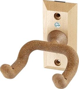 K&M 162 Soporte de pared para guitarra acústica/eléctrica - de corcho y madera - horquilla rígida - para atornillar