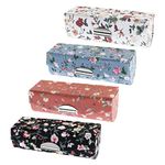 OTOTEC 4Pcs Lipstick Storage Box Flower Pattern Lipstick Case Portable Lipstick Case Vintage Floral Print Lipstick Holder Box Accessories for Women Girls Lady