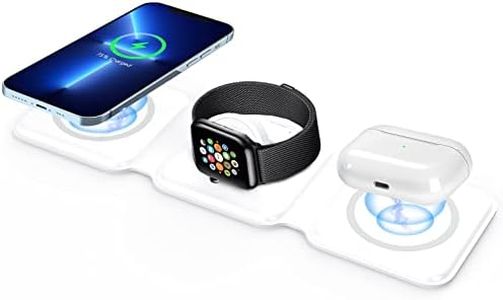 Qoosea Cargador Inalámbrico 15W 3 en 1 Estación de Carga Plegable Magnética Rápida para i.Phone 14 Pro Max/14/13/12/12 pro/SE/11/XS, Samsung Galaxy, iWatch, AirPods Pro 2 (Blanco)