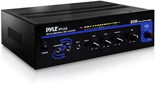 Pyle Home Compact Public Address Mono Amplifier - Professional 50W Mini Home Power Audio Sound PA Speaker Receiver System w/ RCA, Headphone, 2 Microphone Inputs, Independent Volume Control - PT110