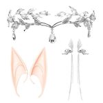 JeVenis Set of 3 Silver Elf Headpiece Elf Ears Elf Crown Tiara Fairy Headpieces Elf Head Jewelry Fairy Elf Headpiece